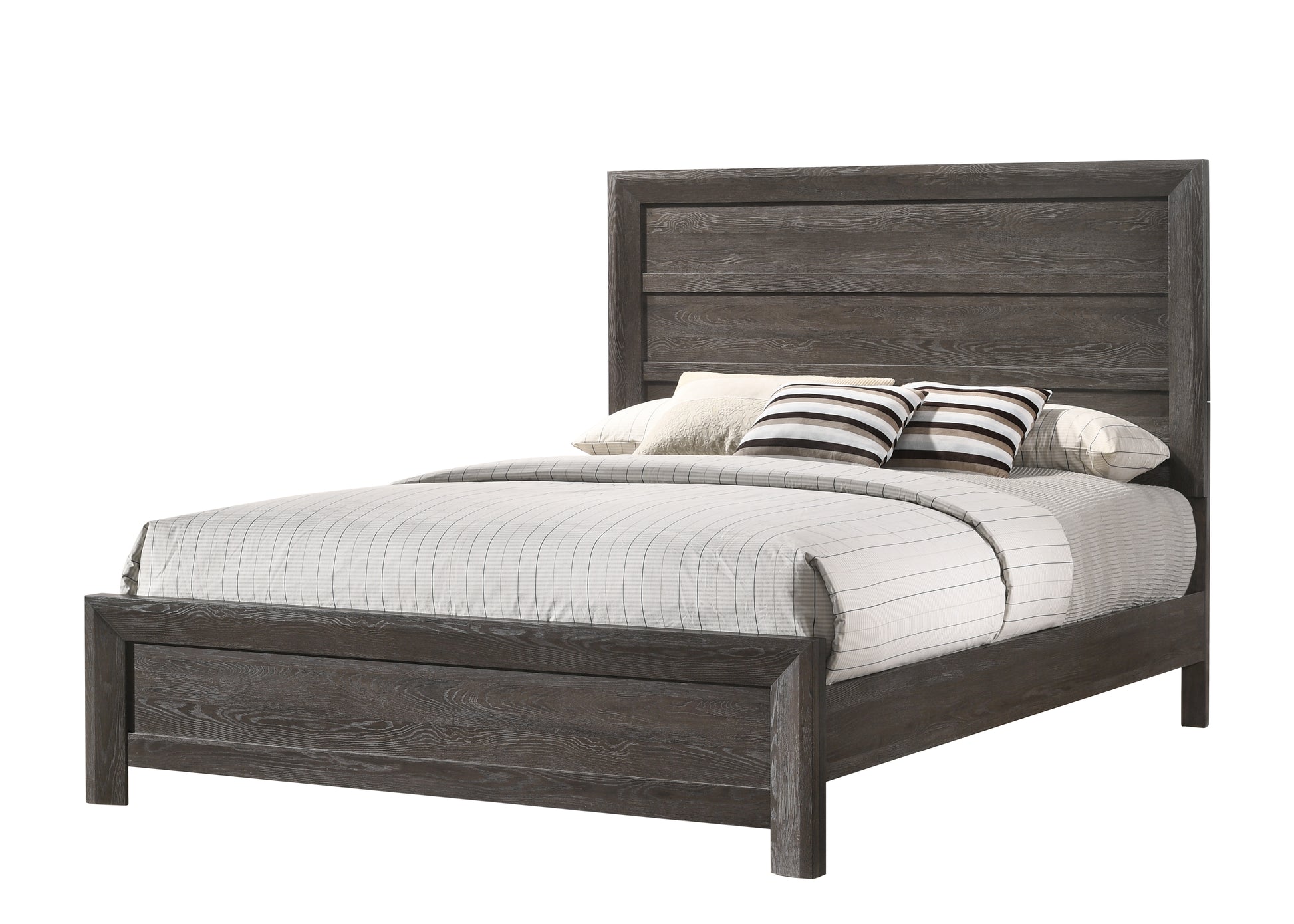 Rustic 1Pc Wooden Bedroom Furniture Queen Size Panel Bed Gray Brown Finish Contemporary Style Brown Gray Wood
