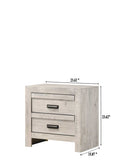 1Pc Contemporary Nightstand End Table With Two Storage Drawers Rustic Beige Gray Finish Bedroom Wooden Furniture Beige Gray White 2 Drawers Bedside Cabinet Wood