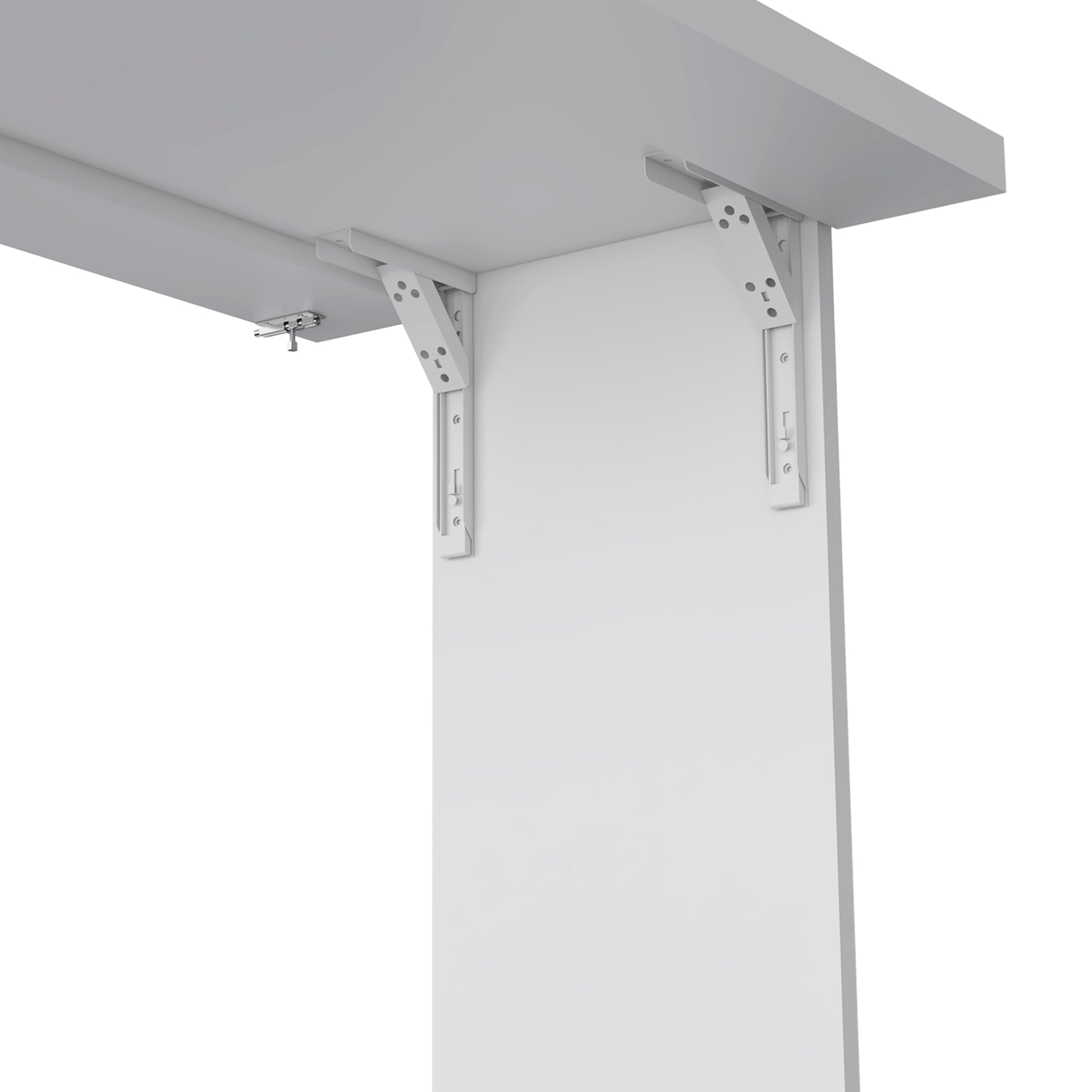 Wall Foldable Table With Multiple Shelves, White White Particle Board Particle Board