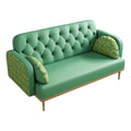 Green Loveseat Sofa With Tulip Pattern Modern Upholstered Two Seater Pu Sofa With 2 Dumpling Shaped Throw Pillows With Tulip Patterns Green Medium Soft Tech Cloth Solid Wood 2 Seat