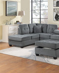 Dark Gray Plush Microfiber Living Room Furniture 3 Pcs Reversible Sectional Sofa Set Sofa W Cup Holder Reversible Chaise And Storage Ottoman Dark Gray Primary Living Space Contemporary,Modern,Transitional L Shaped Rubberwood Microfiber 5 Seat