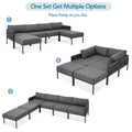 6 Pieces Aluminum Patio Furniture Set, Modern Metal Outdoor Conversation Set Sectional Sofa With Removable Olefin Extra Thick Cushions 5.9