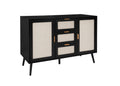 2 Door 3 Drawer Cabinet, Accent Storage Cabinet, Suitable For Living Room, Bedroom, Dining Room, Study Black Mdf