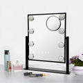 Hollywood Makeup Vanity Mirror with Lights, Desktop black-glass+metal