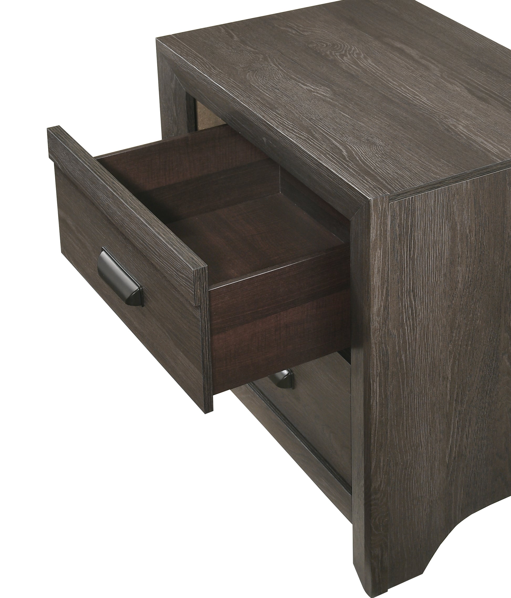 1Pc Contemporary Nightstand End Table With Two Storage Drawers Brown Gray Finish Bedroom Wooden Furniture Brown 2 Drawers Bedside Cabinet Wood