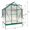 6.3'*4.2'*7' Polycarbonate Greenhouse, Heavy Duty Outdoor Aluminum Walk In Green House Kit With Rain Gutter, Vent And Door For Backyard Garden, Color Green Green Aluminium