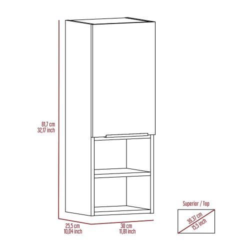 Medicine 32H" Single Door Cabinet, Two Interior gray-particle board-particle board