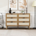 Modern 6 Drawer Dresser Wood Cabinet Walnut Walnut Particle Board