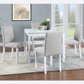 5 Piece Wooden Dining Table Set, Kitchen Table Set With A Square Table And 4 Upholstered Chairs, Wooden Dining Room Table With Crystal Decoration And Chairs Set For Kitchen, Dining Room, White Beige White Seats 4 Dining Room 4 Leg Square Dining Table