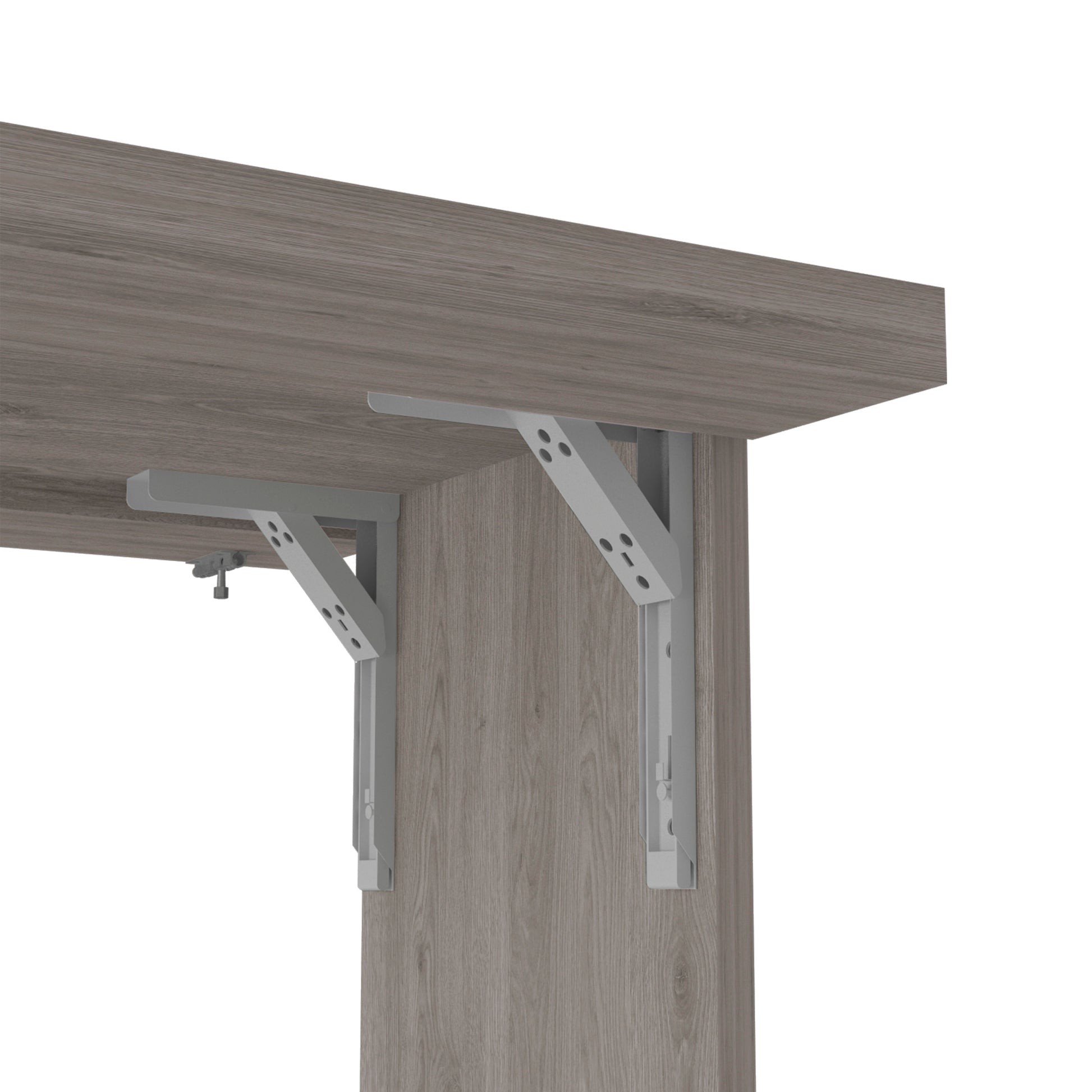 Wall Foldable Table With Multiple Shelves, Light Gray Gray Particle Board Particle Board