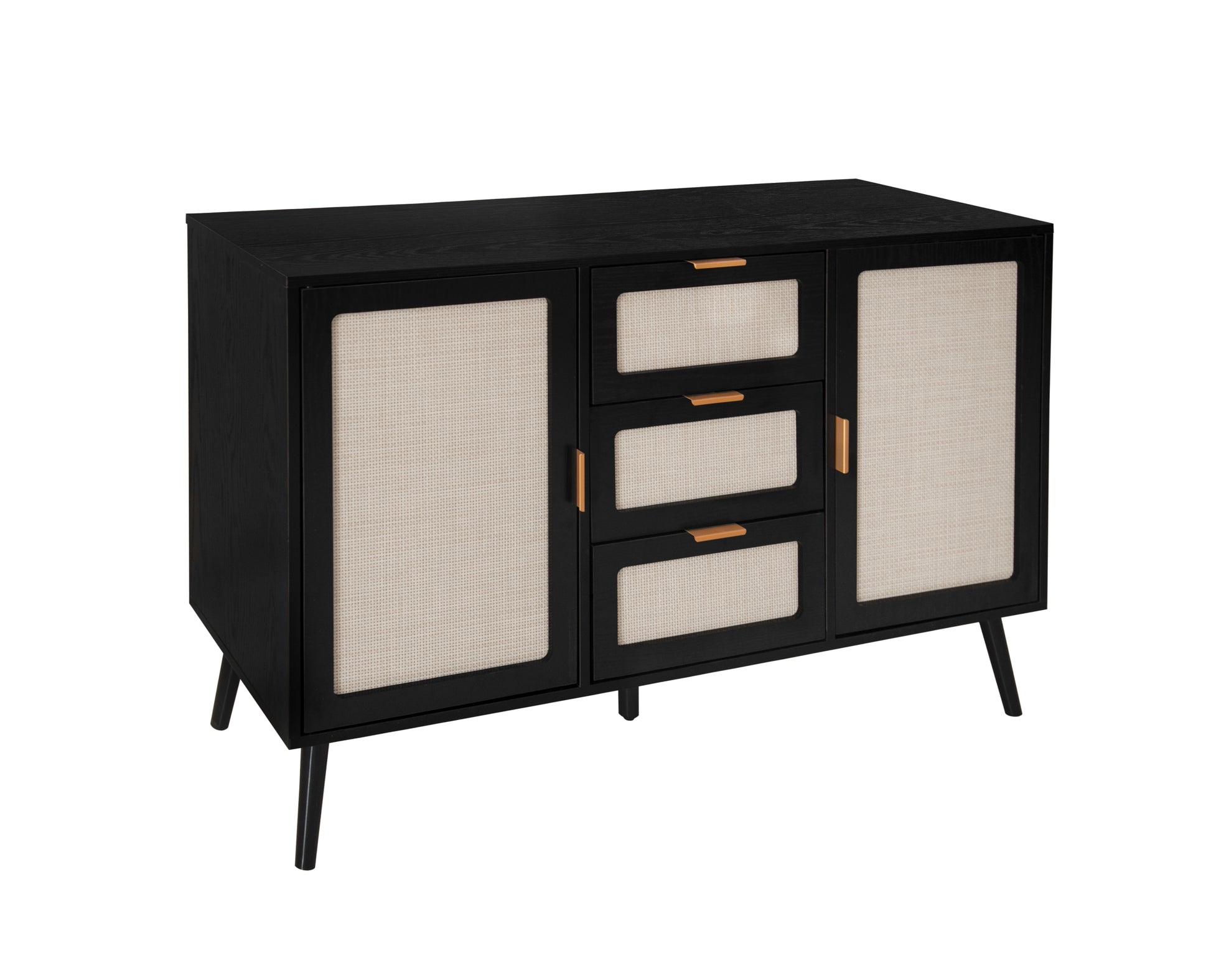 2 Door 3 Drawer Cabinet, Accent Storage Cabinet, Suitable For Living Room, Bedroom, Dining Room, Study Black Mdf