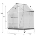 6.3'*4.2'*7' Polycarbonate Greenhouse, Heavy Duty Outdoor Aluminum Walk In Green House Kit With Rain Gutter, Vent And Door For Backyard Garden,Color Aluminium Silver Aluminium