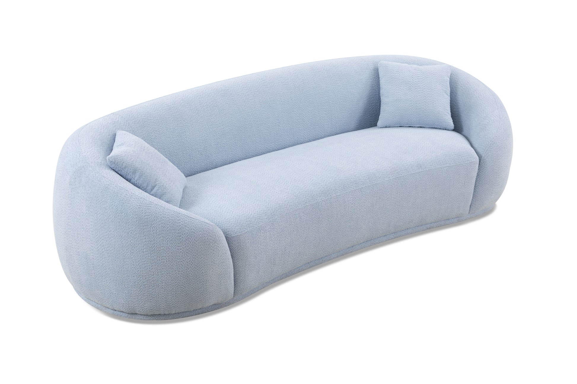 3 Seater Sofa Modern Combination Half Moon Casual Teddy Wool Sofa Curved Sofa, Blue Sky Blue Primary Living Space Medium Soft Delicate Duty Fabric 3 Seat