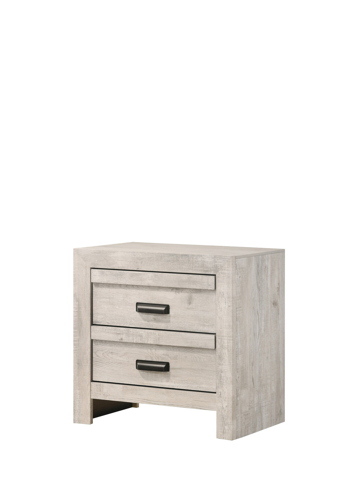 1Pc Contemporary Nightstand End Table With Two Storage Drawers Rustic Beige Gray Finish Bedroom Wooden Furniture Beige Gray White 2 Drawers Bedside Cabinet Wood