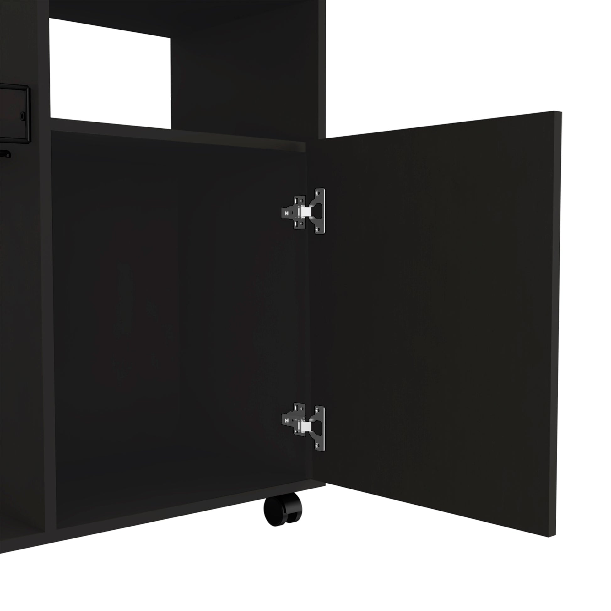 Opal Kitchen Cart, Single Door Cabinet, Four Casters, Black Black Particle Board Particle Board