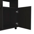 Depot E Shop Opal Kitchen Cart, Single Door Cabinet, Four Casters, Black Black Particle Board Particle Board