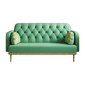 Green Loveseat Sofa With Tulip Pattern Modern Upholstered Two Seater Pu Sofa With 2 Dumpling Shaped Throw Pillows With Tulip Patterns Green Medium Soft Tech Cloth Solid Wood 2 Seat