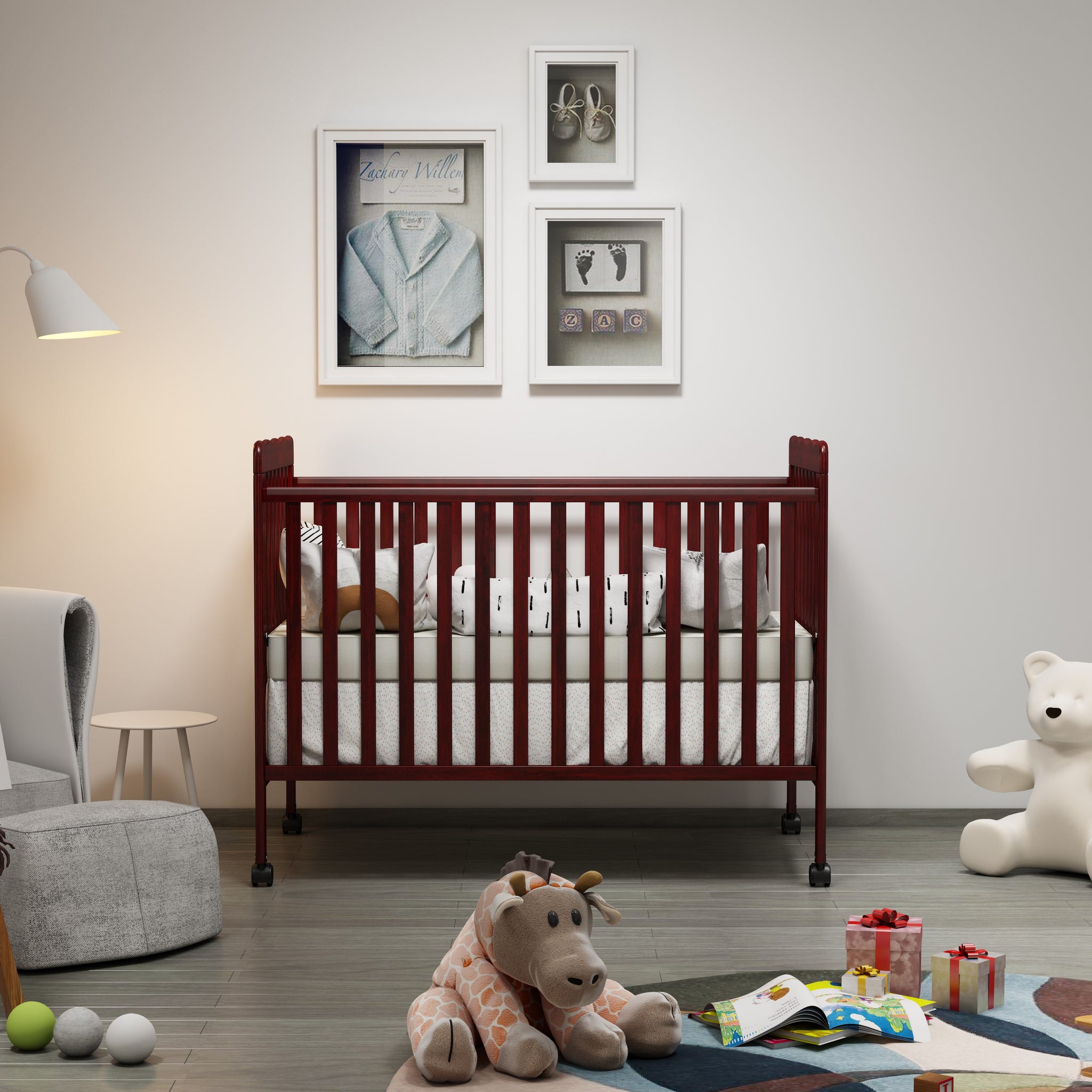 3 In 1 Convertible Crib In Espresso, Made Of Sustainable Pinewood, Non Toxic Finish, Comes With Locking Wheels, Wooden Nursery Furniture Espresso Wood