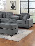 Dark Gray Plush Microfiber Living Room Furniture 3 Pcs Reversible Sectional Sofa Set Sofa W Cup Holder Reversible Chaise And Storage Ottoman Dark Gray Primary Living Space Contemporary,Modern,Transitional L Shaped Rubberwood Microfiber 5 Seat