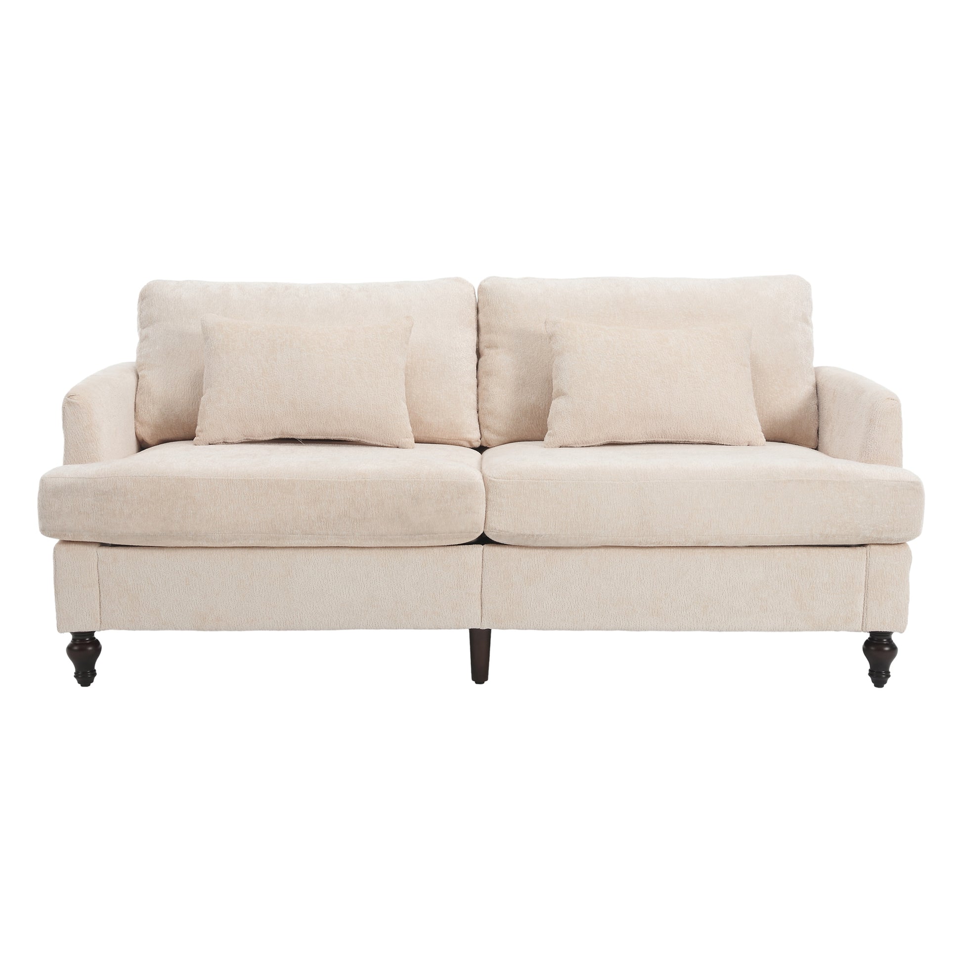 Coolmore Mid Century Modern Chenille Fabric Loveseat Sofa, 2 Seat Upholstered Loveseat Sofa Modern Couch For Living Room,Brown Wood Feet Sofa For Bedroom, Reading Beige Chenille Beige Chenille 2 Seat