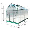 6.3'*12.2'*7' Polycarbonate Greenhouse, Heavy Duty Outdoor Aluminum Walk In Green House Kit With Rain Gutter, Vent And Door For Backyard Garden, Color Green Green Aluminium