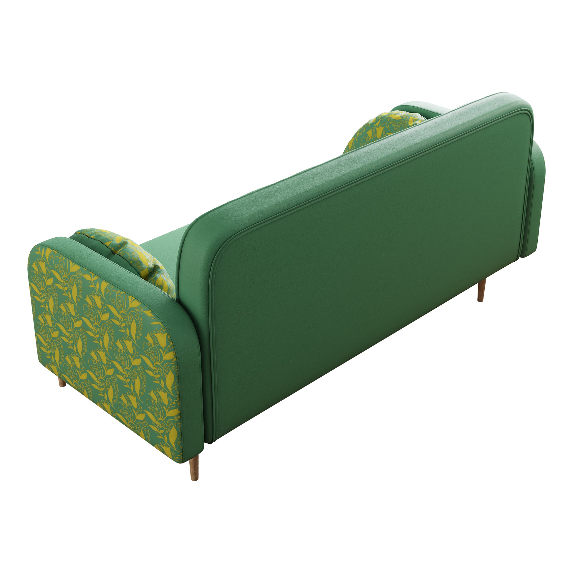Green Loveseat Sofa With Tulip Pattern Modern Upholstered Two Seater Pu Sofa With 2 Dumpling Shaped Throw Pillows With Tulip Patterns Green Medium Soft Tech Cloth Solid Wood 2 Seat