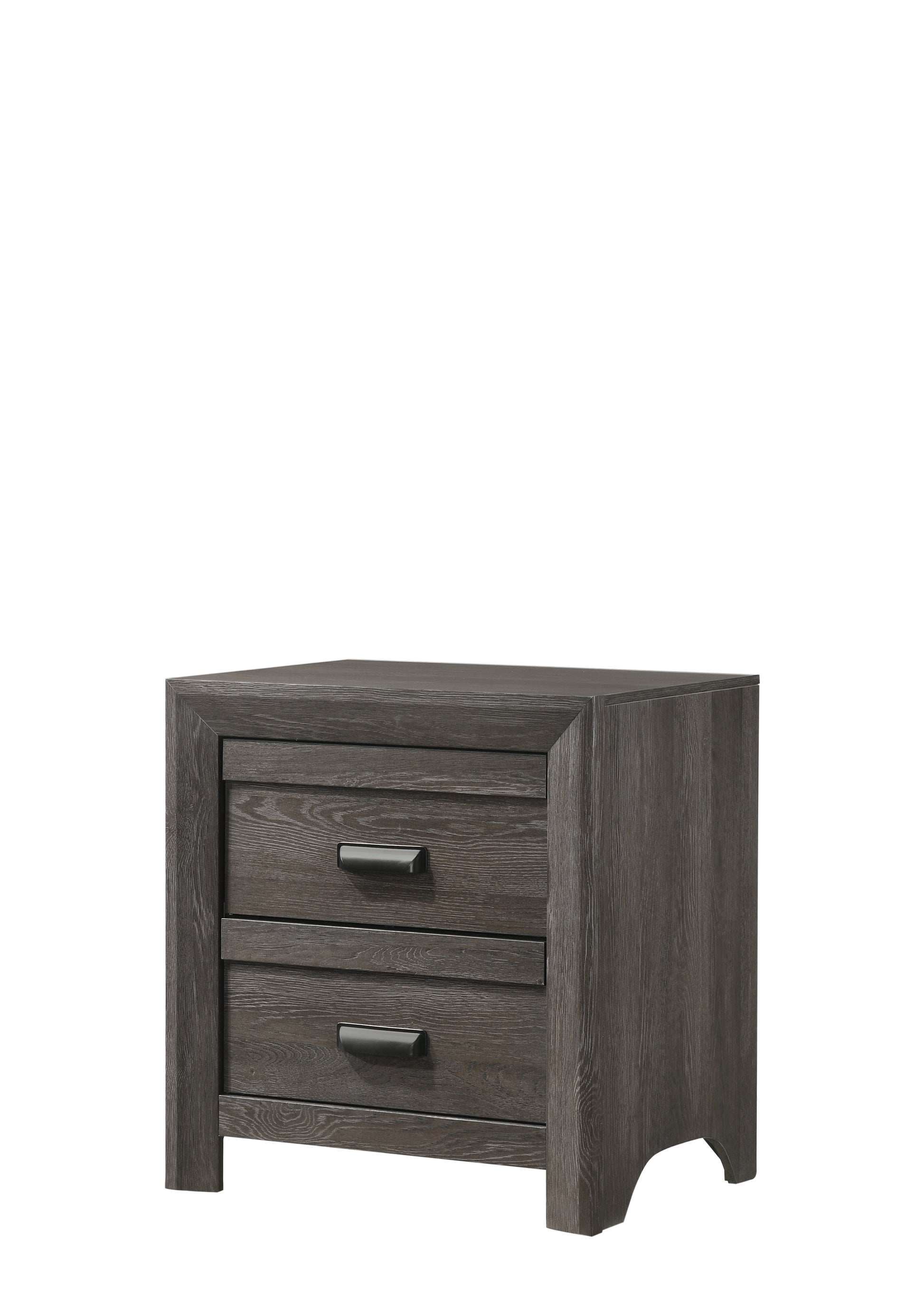 1Pc Contemporary Nightstand End Table With Two Storage Drawers Brown Gray Finish Bedroom Wooden Furniture Brown 2 Drawers Bedside Cabinet Wood