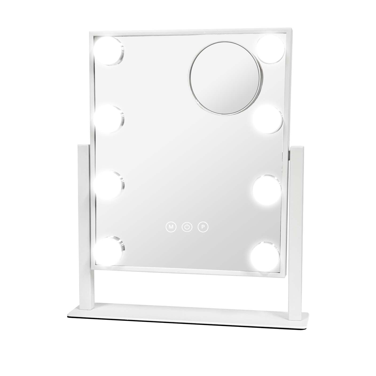 Hollywood Makeup Vanity Mirror with Lights, Desktop white-glass+metal