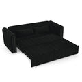 3 In 1 Pull Out Bed Sleeper, Modern Upholstered 3 Seats Lounge Sofa & Couches With Rolled Arms Decorated With Copper Nailsconvertible Futon 3 Seats Sofabed With Two Drawers And Two Pillows Black Velvet Primary Living Space Medium Soft Cushion Back Rolled
