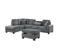 Dark Gray Plush Microfiber Living Room Furniture 3 Pcs Reversible Sectional Sofa Set Sofa W Cup Holder Reversible Chaise And Storage Ottoman Dark Gray Primary Living Space Contemporary,Modern,Transitional L Shaped Rubberwood Microfiber 5 Seat