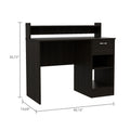 Vera Computer Desk With Top Open Shelf, 1 Drawer And 2 Storage Shelves, Black Black Particle Board Particle Board