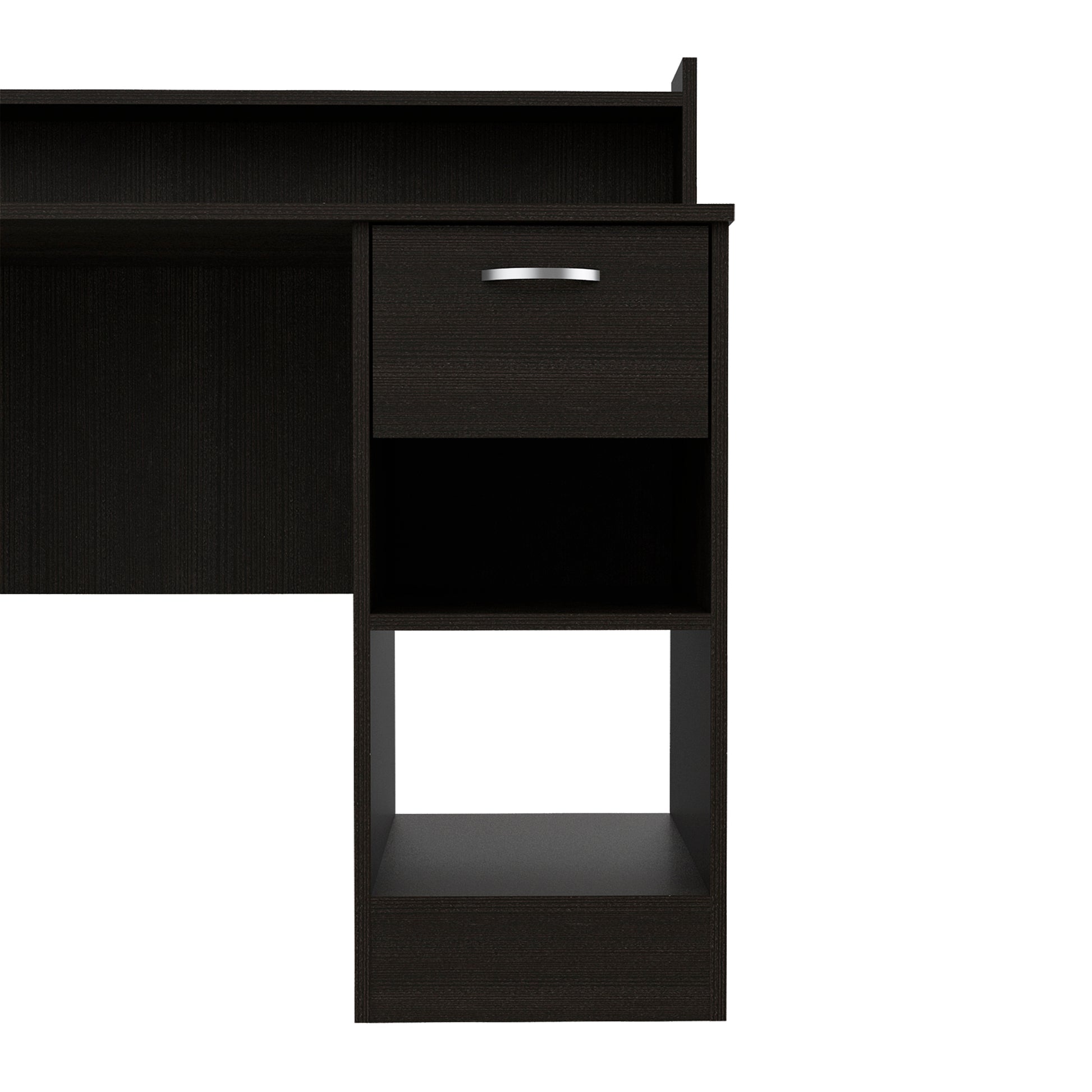 Computer Desk With Top Open Shelf, 1 Drawer And 2 Storage Shelves, Black Black Particle Board Particle Board