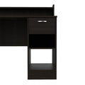 Vera Computer Desk With Top Open Shelf, 1 Drawer And 2 Storage Shelves, Black Black Particle Board Particle Board