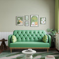 Green Loveseat Sofa With Tulip Pattern Modern Upholstered Two Seater Pu Sofa With 2 Dumpling Shaped Throw Pillows With Tulip Patterns Green Medium Soft Tech Cloth Solid Wood 2 Seat