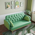 Green Loveseat Sofa With Tulip Pattern Modern Upholstered Two Seater Pu Sofa With 2 Dumpling Shaped Throw Pillows With Tulip Patterns Green Medium Soft Tech Cloth Solid Wood 2 Seat