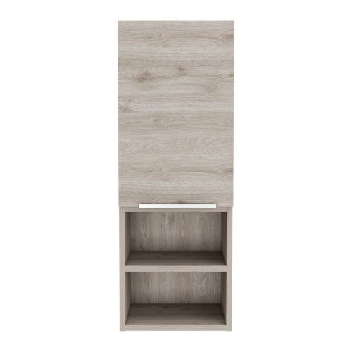 Medicine Single Door Cabinet 32" H, Two Interior Shelves, Two External Shelves, Light Gray Gray Particle Board Particle Board