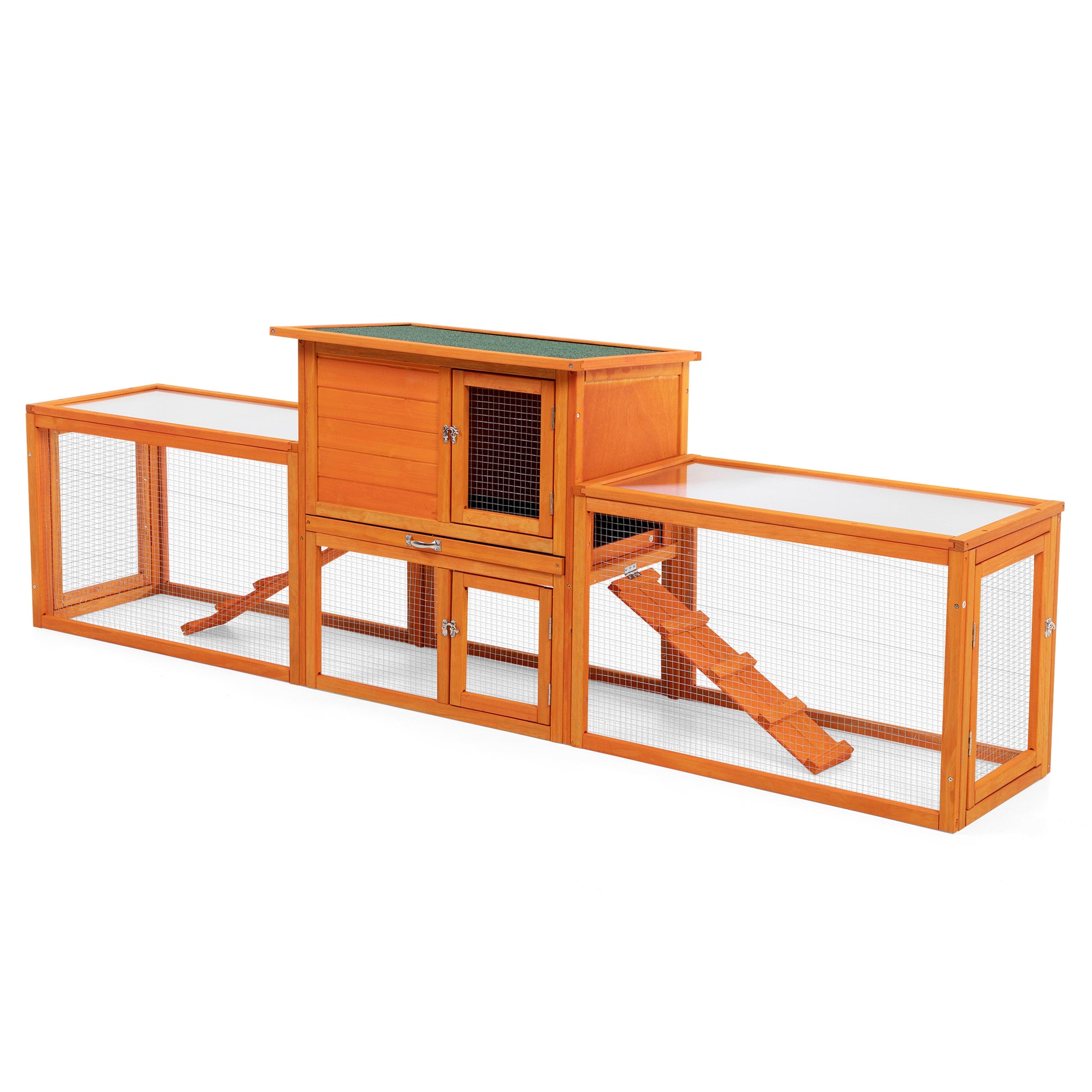 Large Three Box Rabbit Cage,For Indoor And Outdoor Use, Orange Orange Metal