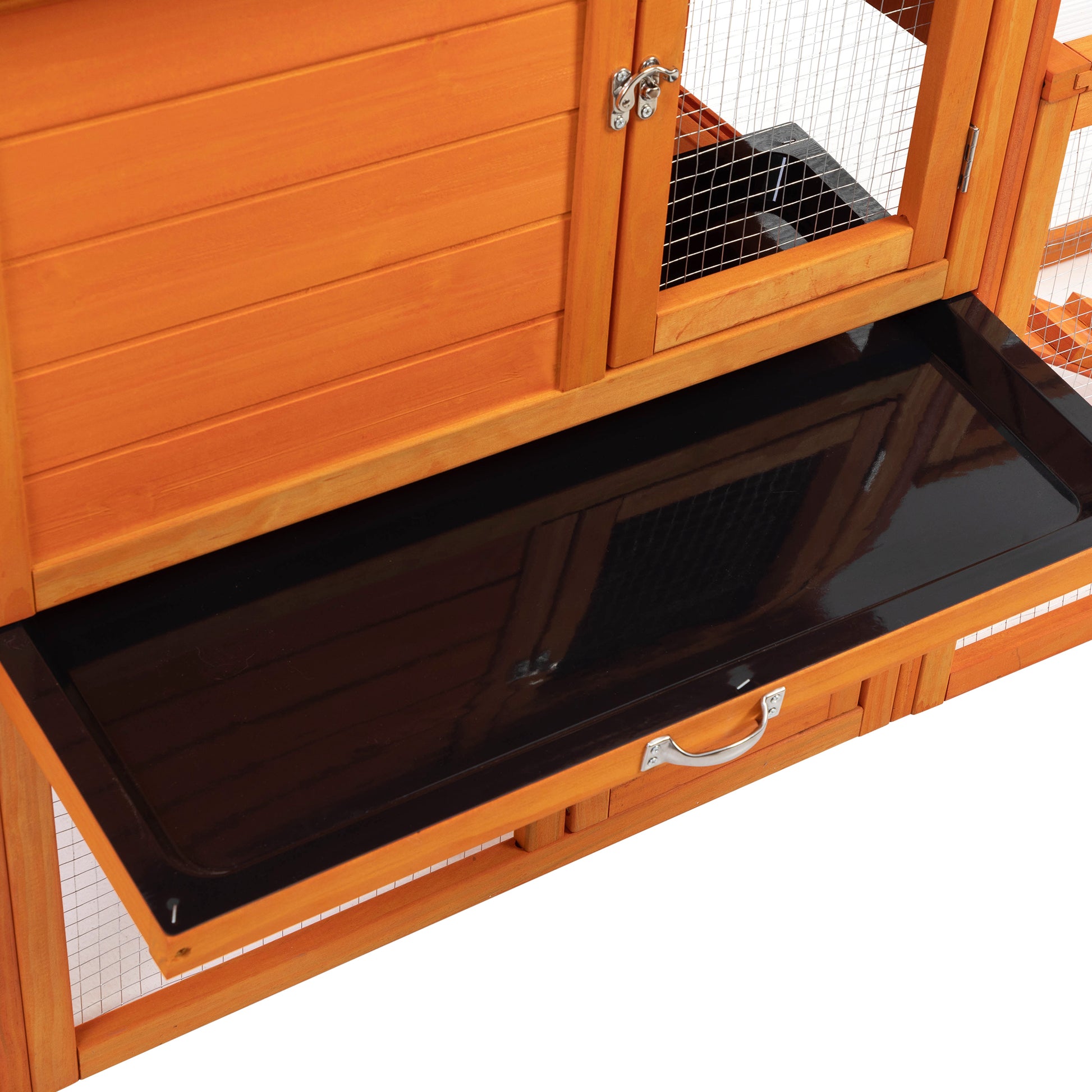 Large Three Box Rabbit Cage,For Indoor And Outdoor Use, Orange Orange Metal