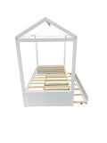 Twin House Bed With Trundle Twin White Pine