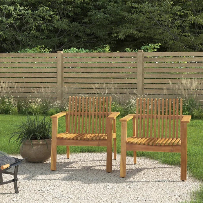 Outdoor Acacia Wood Slatted Club Chairs, Set Of 2, Teak Finish, Acacia Wood, 30"D X 28"W X 30.75"H Brown Acacia Wood