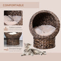 Pawhut Handwoven Elevated Cat Bed With Soft Cushion & Cat Egg Chair Shape, Cat Basket Bed Kitty House With Stand, Raised Wicker Cat Bed For Indoor Cats, 23.5