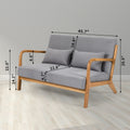 Leisure Chair With Solid Wood Armrest And Feet, Mid Century Modern Accent Sofa,2 Seat Light Gray Linen