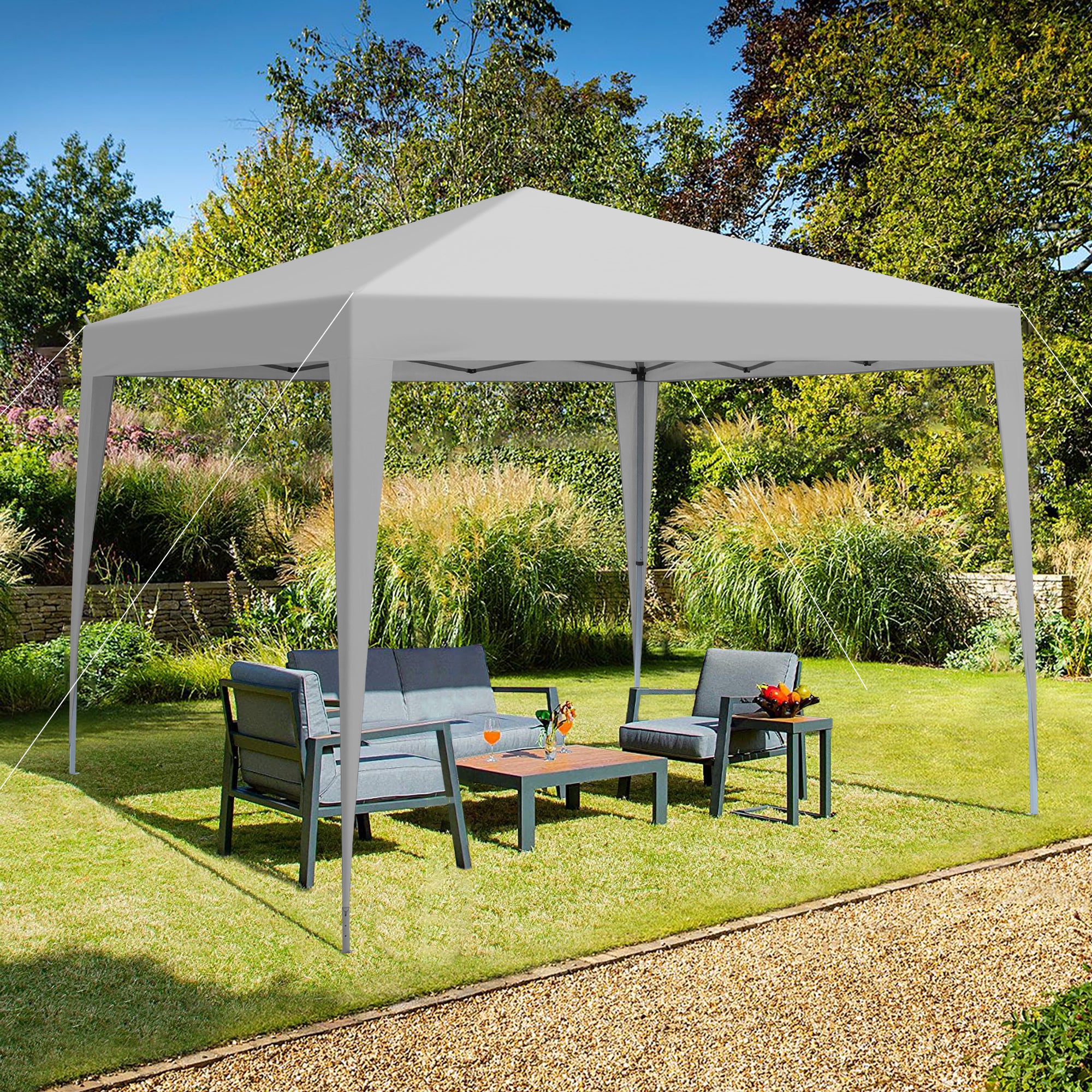 Outdoor 10x 10Ft Pop Up Gazebo Canopy Tent with 4pcs grey-metal