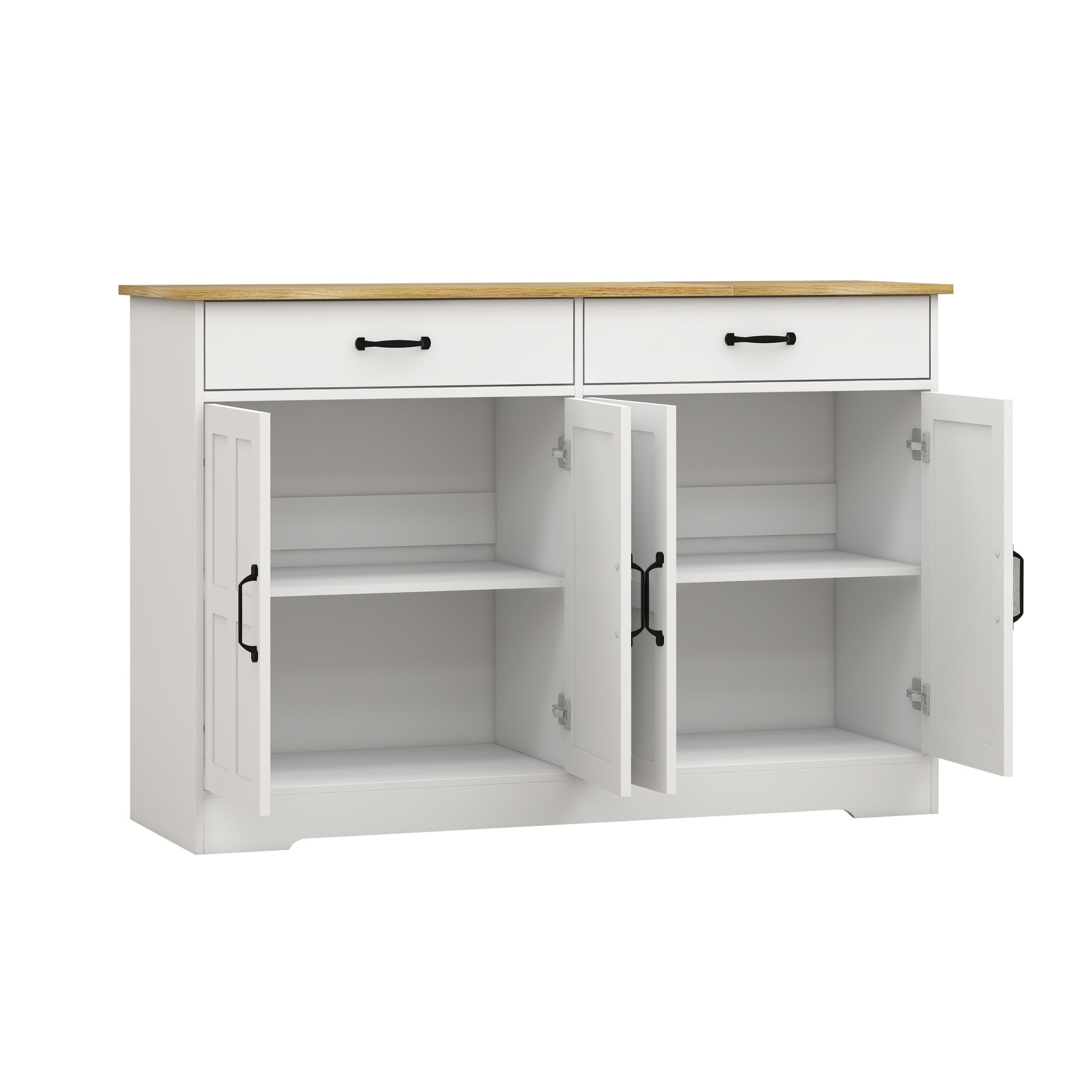 47.95" Farmhouse Buffet Cabinet Storage Sideboard With 2 Drawers And 4 Doors For Dining Living Room Kitchen Cupboard White White Mdf