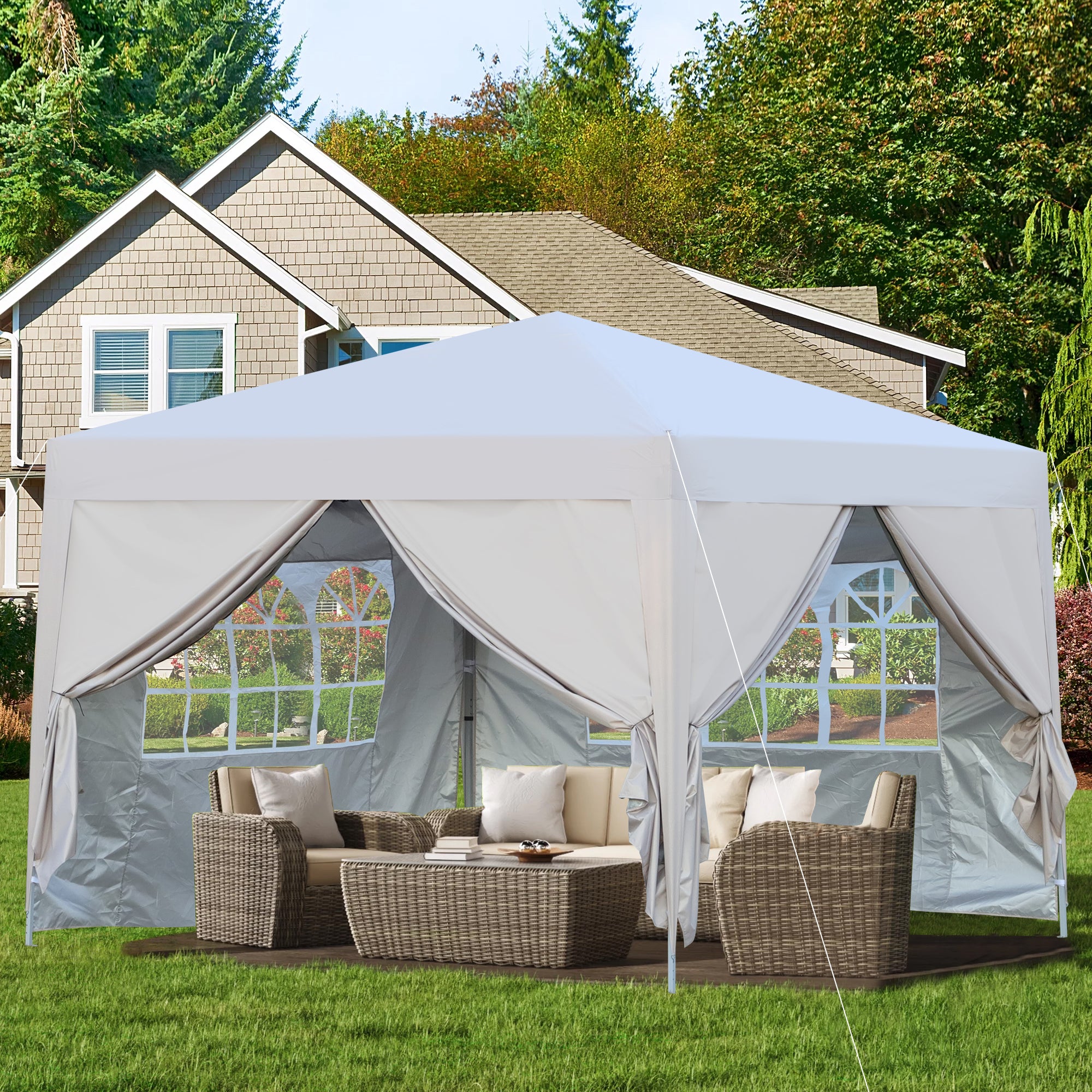 Outdoor 10x 10Ft Pop Up Gazebo Canopy Tent Removable beige-metal