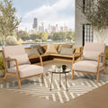 Leisure Chair With Solid Wood Armrest And Feet, Mid Century Modern Accent Sofa,1 Seat Beige Linen