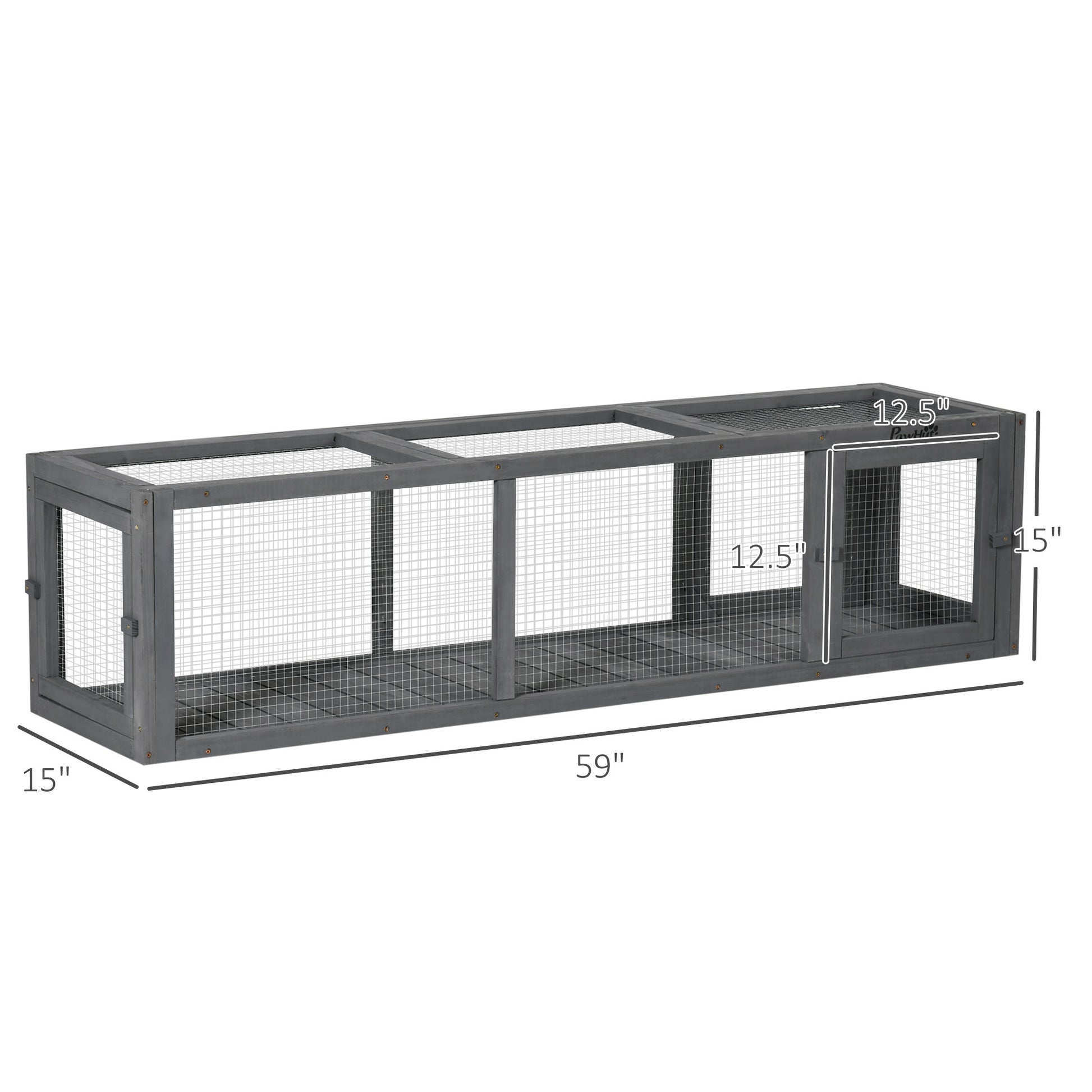 Pawhut Outdoor Cat Tunnel With Extendable Design, 59" L Wooden Cat Run With Weather Protection, Connecting Inside And Outside, For Deck Patios, Balconies, Gray Gray Wood