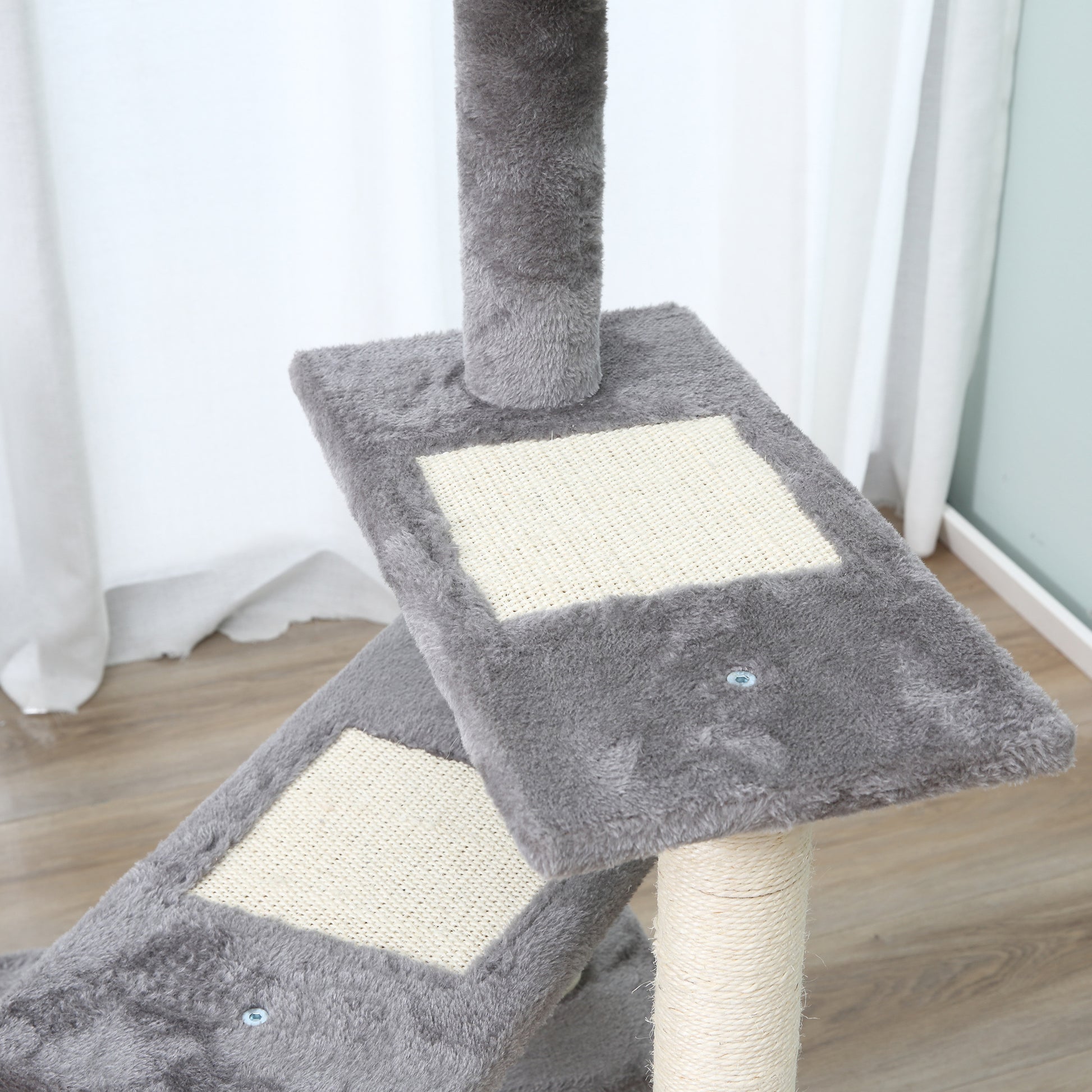 Pawhut 40" 5 Level Revolving Stair Cat Tree Scratcher Climbing Activity Tower With Play Center And Resting Perch, Grey Gray Particle Board