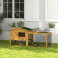 Pawhut 2 Levels Outdoor Rabbit Hutch With Openable Top, 59