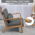 Leisure Chair With Solid Wood Armrest And Feet, Mid Century Modern Accent Sofa,2 Seat Dark Gray Linen